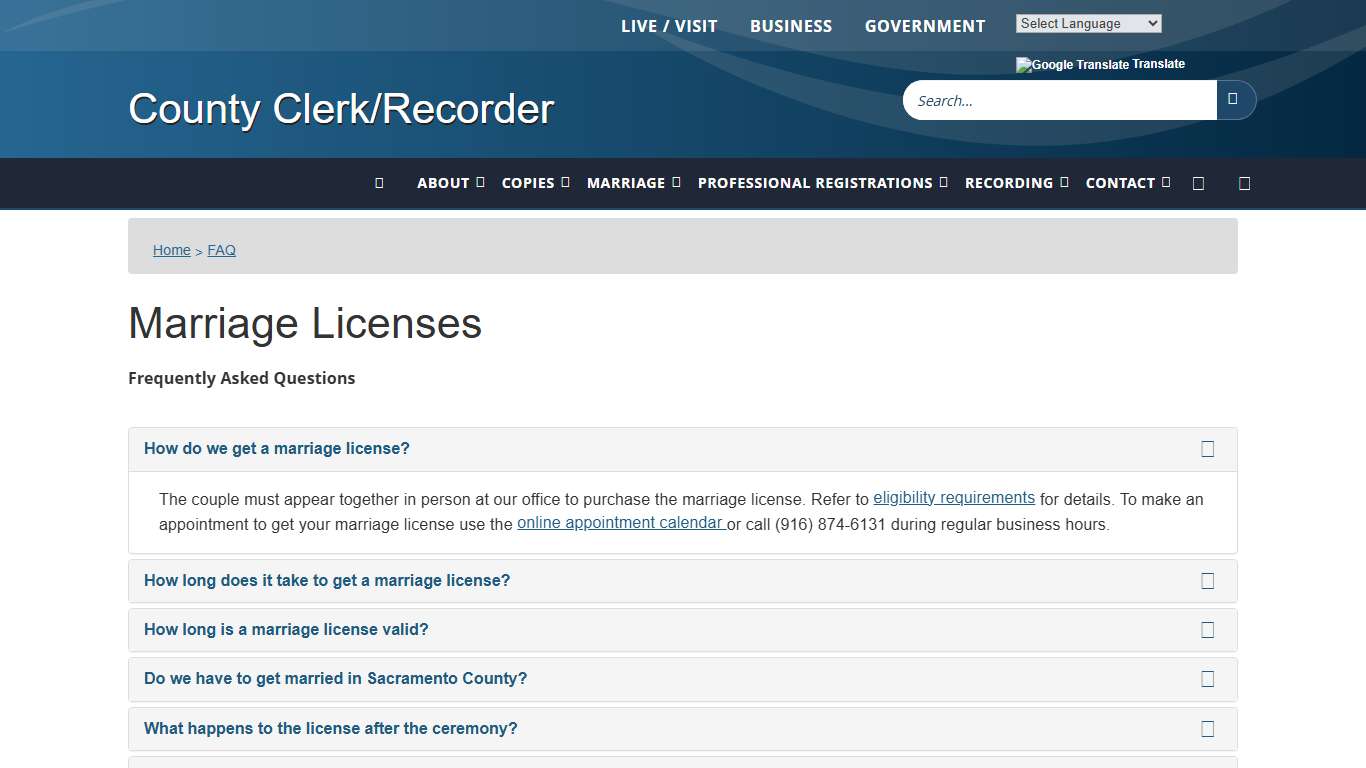 Marriage Licenses​​